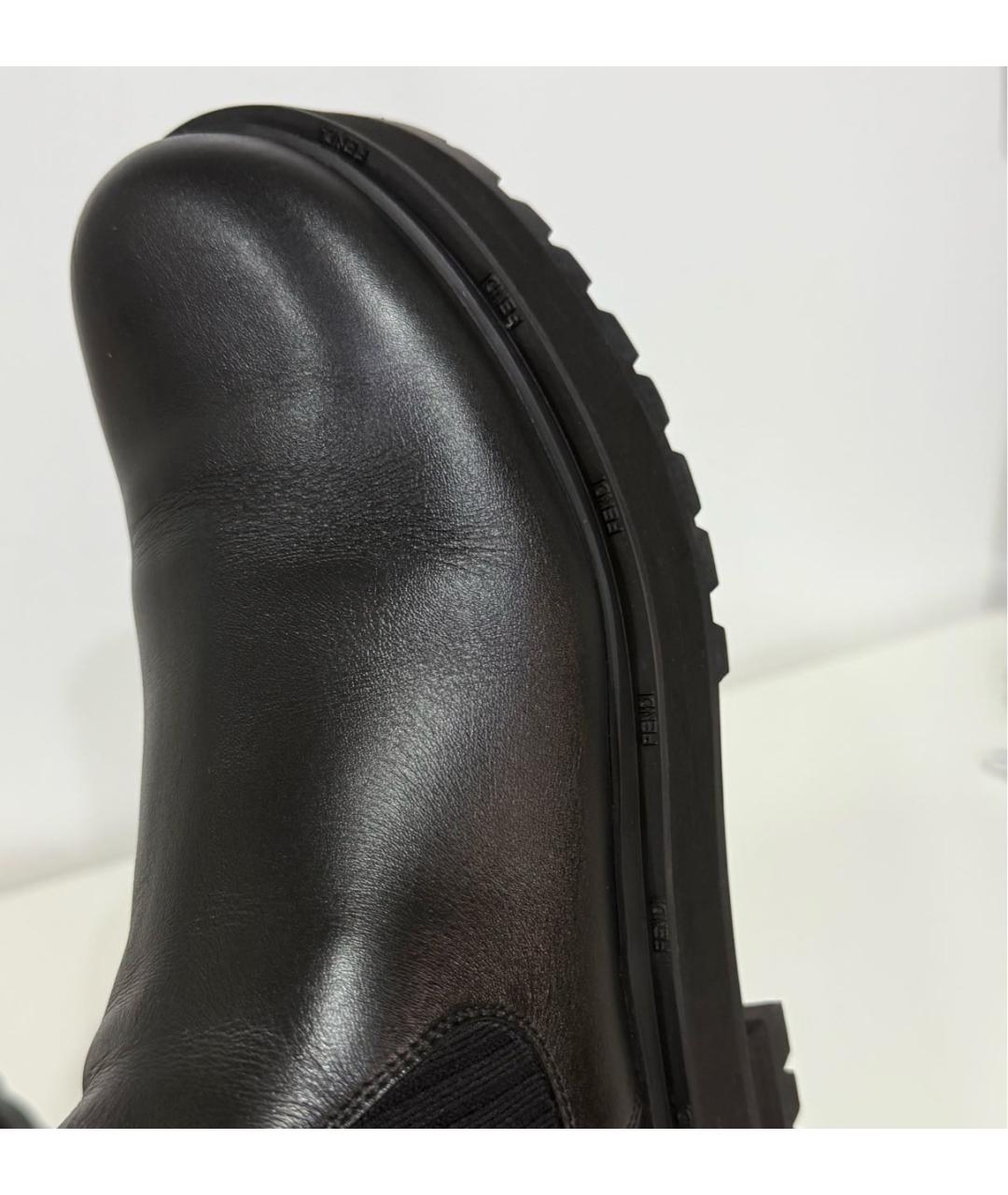 FENDI Черные кожаные ботинки, фото 4
