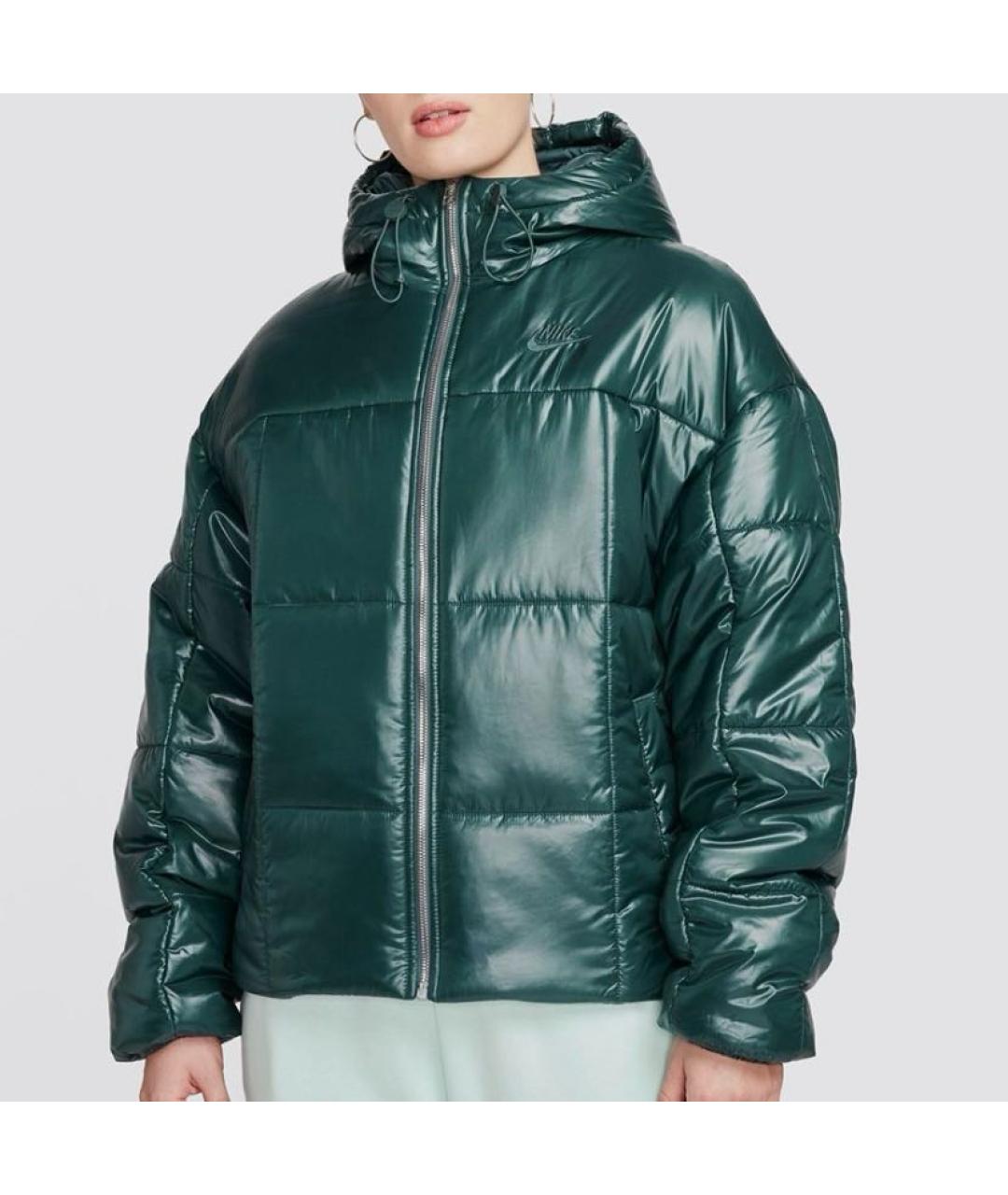 NIKE Зеленый полиэстеровый пуховик, фото 6
