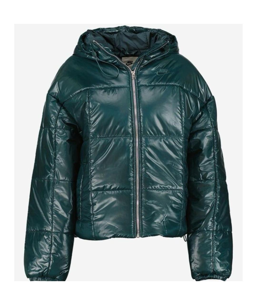 NIKE Зеленый полиэстеровый пуховик, фото 2