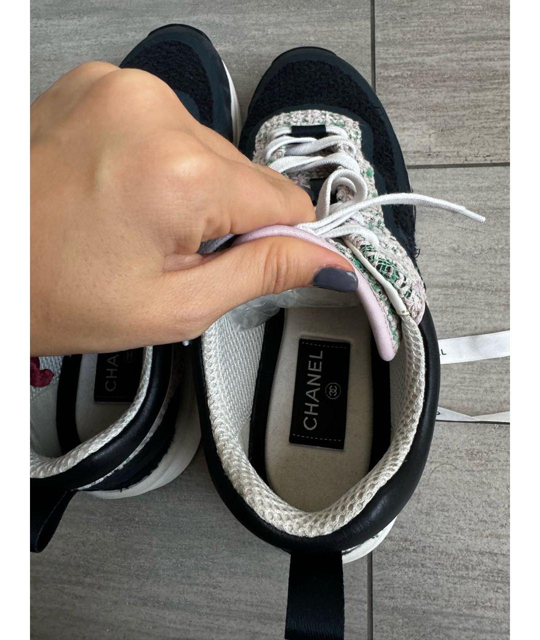 CHANEL Бирюзовые замшевые кроссовки, фото 4