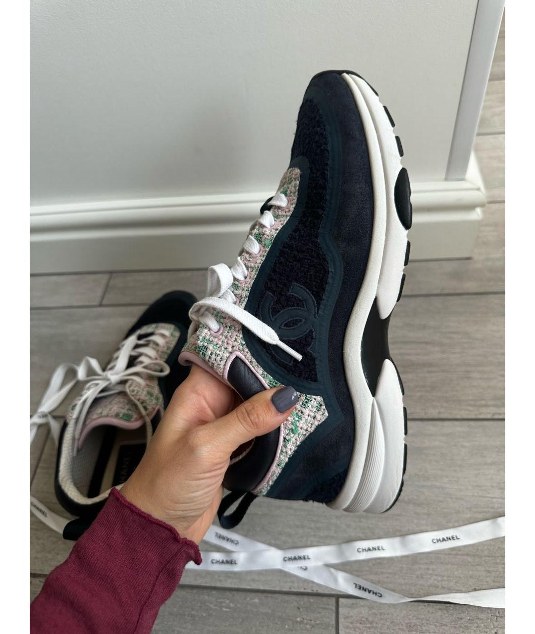 CHANEL Бирюзовые замшевые кроссовки, фото 7