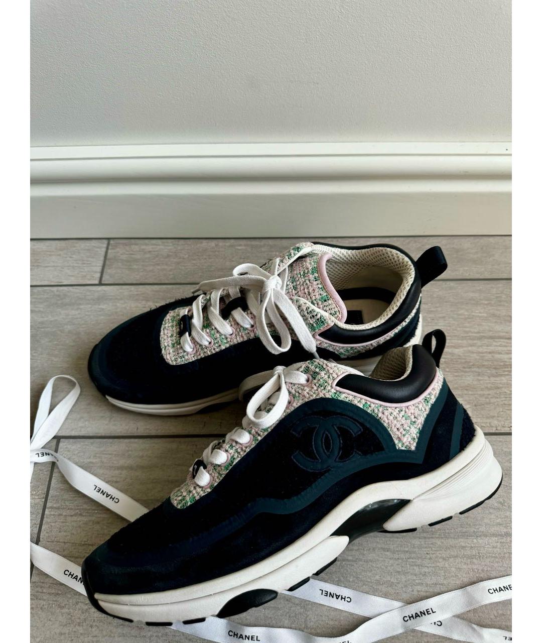 CHANEL Бирюзовые замшевые кроссовки, фото 9