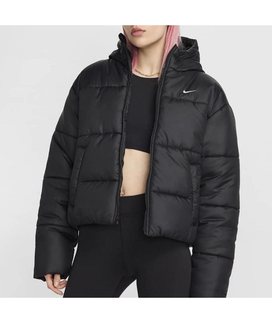 NIKE Черный полиэстеровый пуховик, фото 2