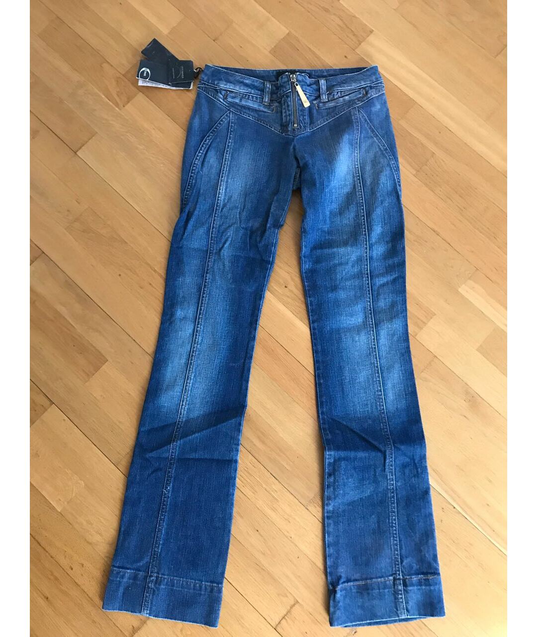 JUST CAVALLI Синие хлопко-эластановые прямые джинсы, фото 7