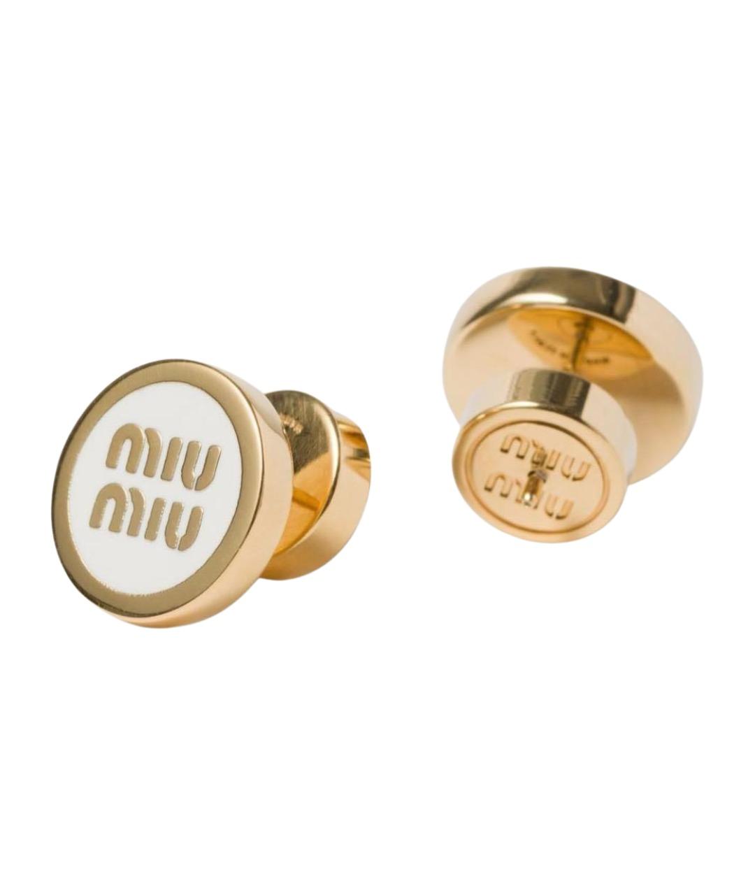 MIU MIU Белые металлические серьги, фото 2