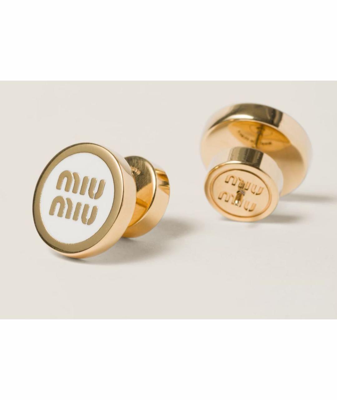 MIU MIU Белые металлические серьги, фото 9