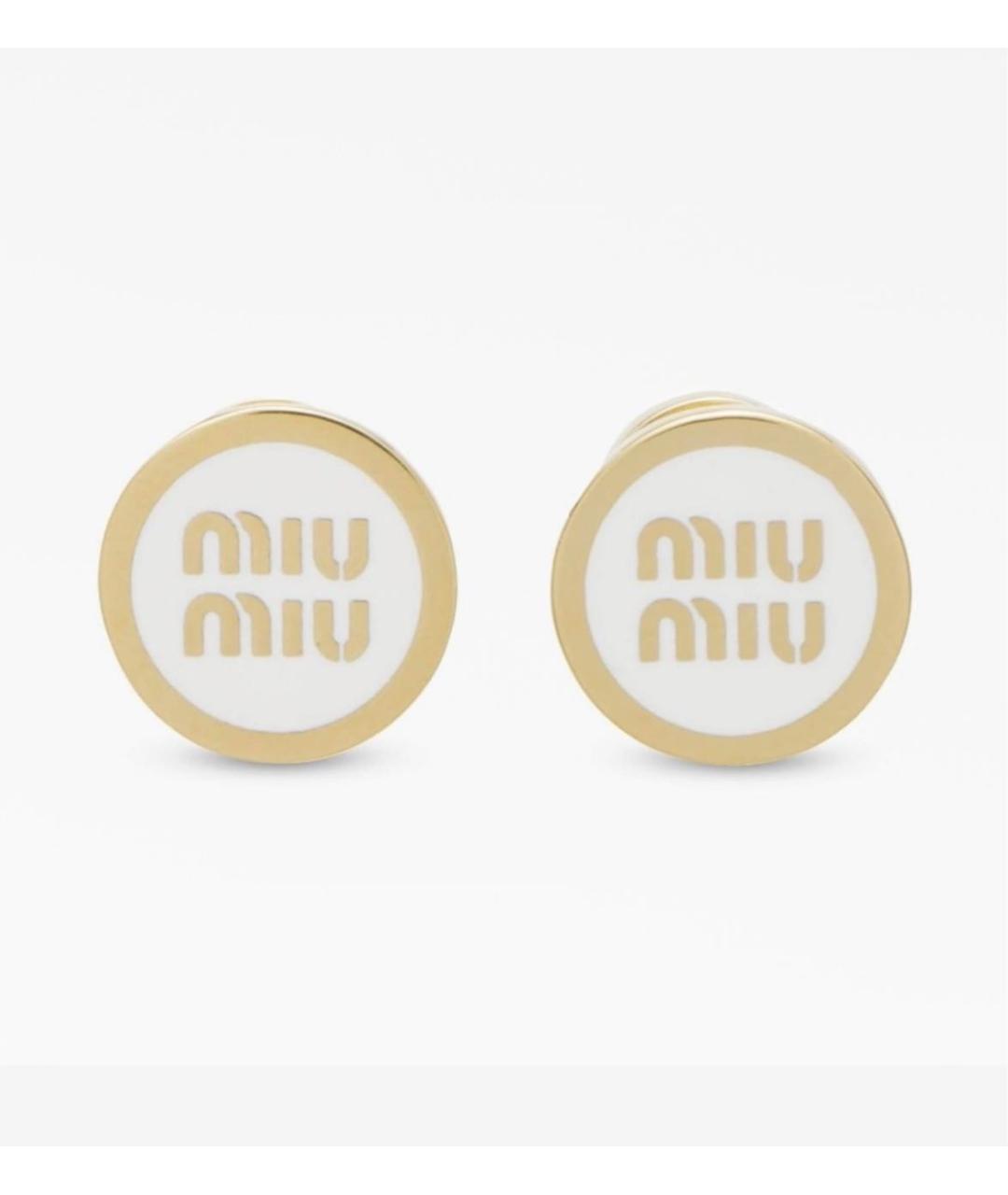 MIU MIU Белые металлические серьги, фото 10