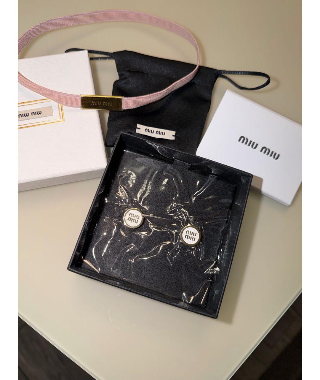 MIU MIU Белые металлические серьги, фото 5