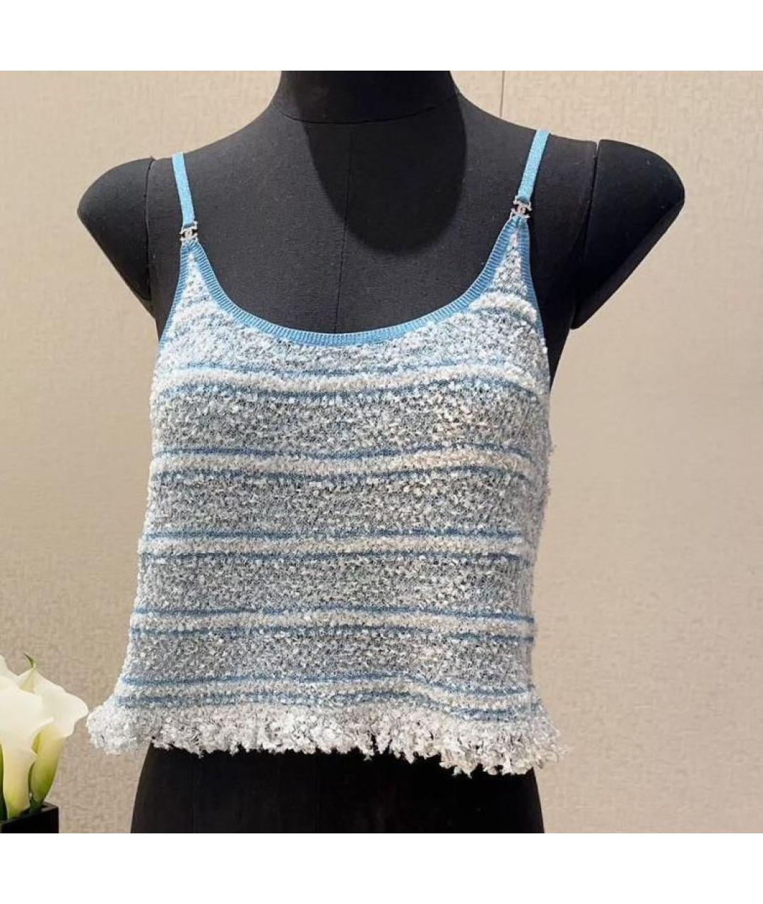 CHANEL Голубая хлопковая майка, фото 3