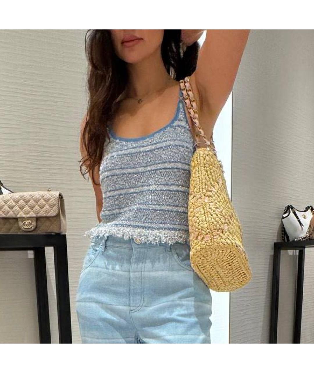 CHANEL Голубая хлопковая майка, фото 2