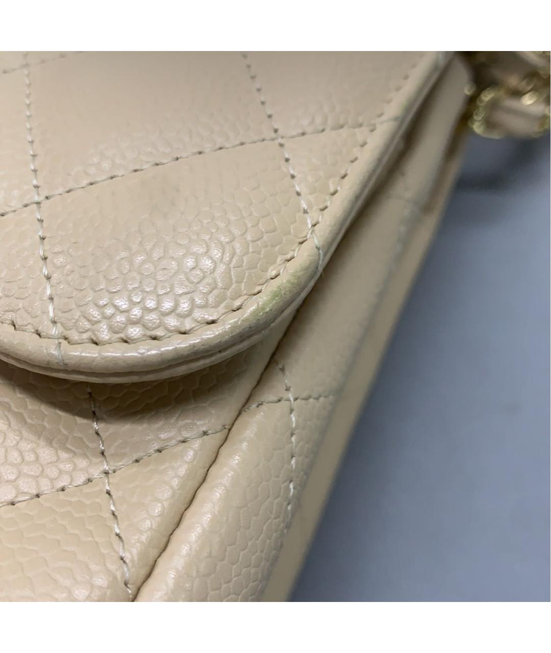 CHANEL Бежевая кожаная сумка через плечо, фото 6