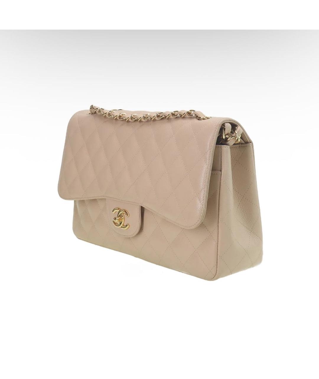 CHANEL Бежевая кожаная сумка через плечо, фото 3