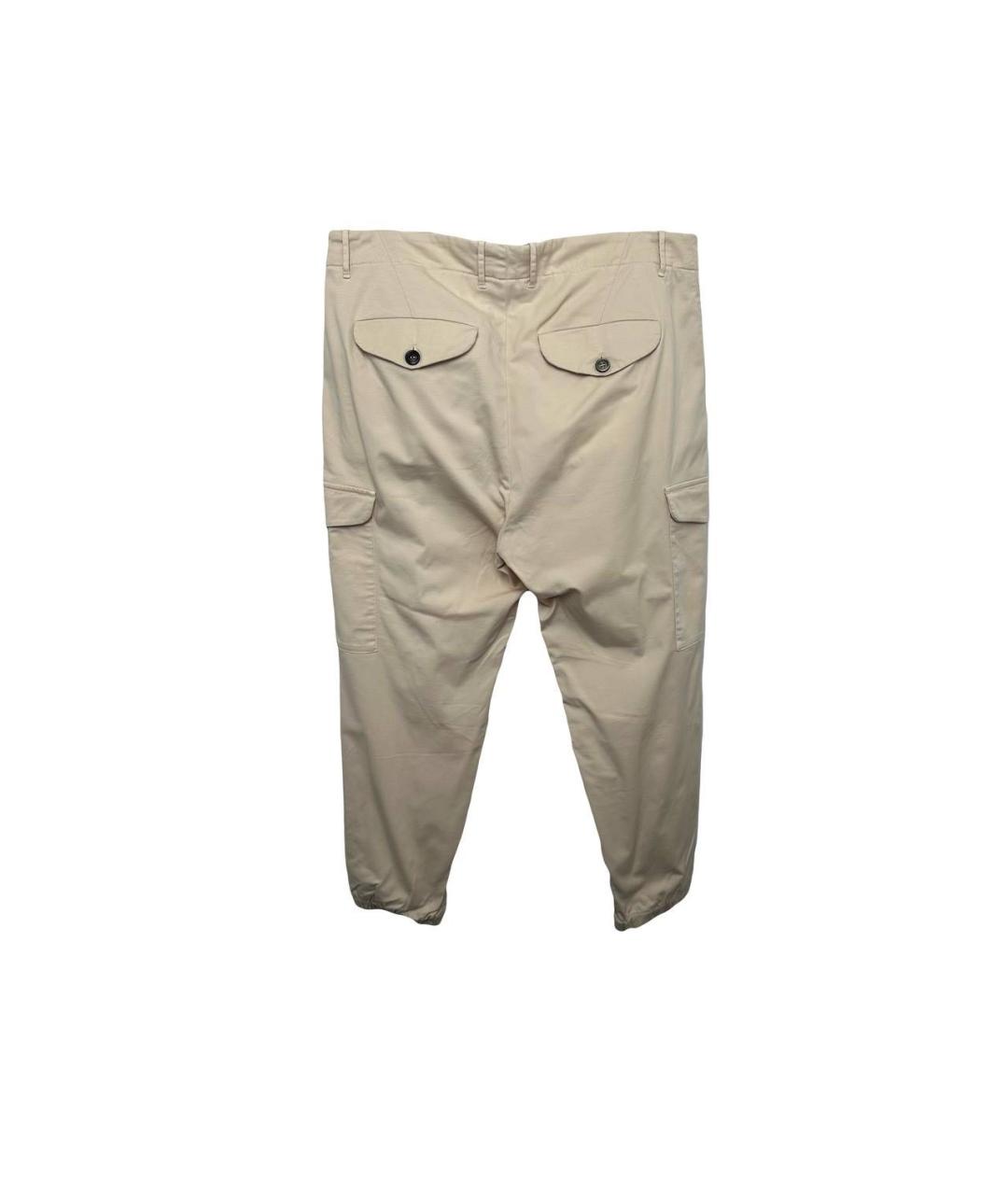 BRUNELLO CUCINELLI Бежевые хлопковые повседневные брюки, фото 3