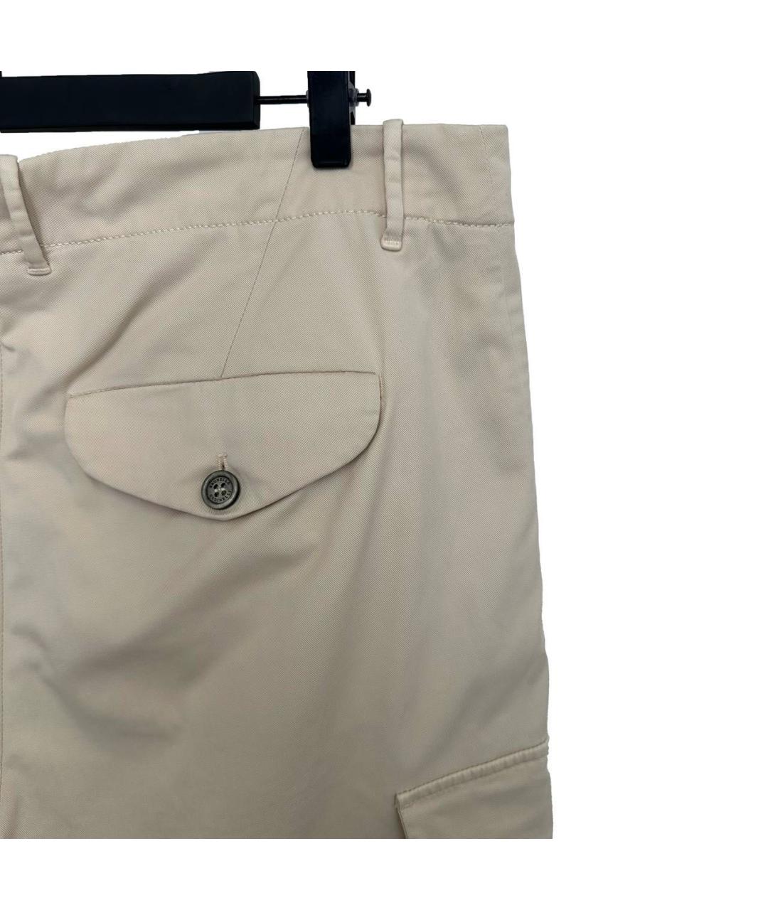 BRUNELLO CUCINELLI Бежевые хлопковые повседневные брюки, фото 2