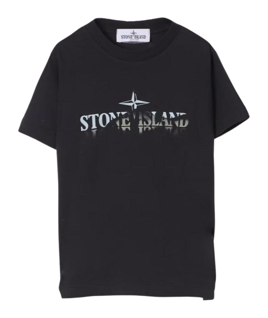 STONE ISLAND Темно-синяя хлопковая детская футболка, фото 1