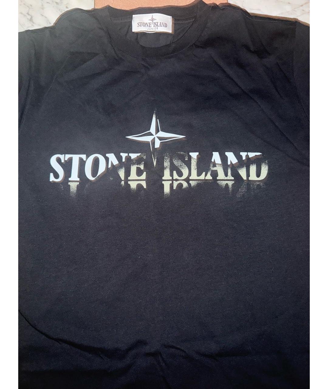 STONE ISLAND Темно-синяя хлопковая детская футболка, фото 3