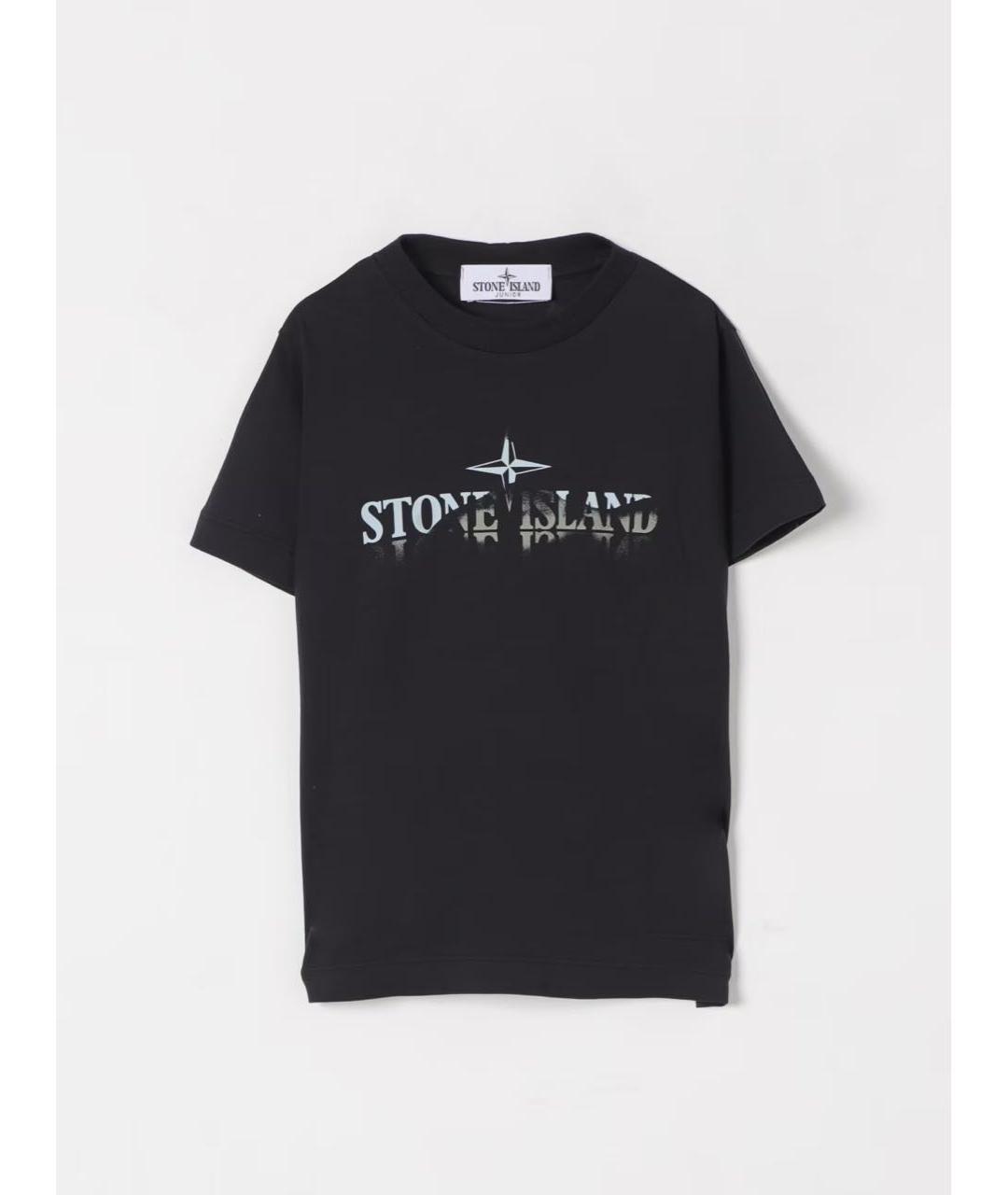 STONE ISLAND Темно-синяя хлопковая детская футболка, фото 5