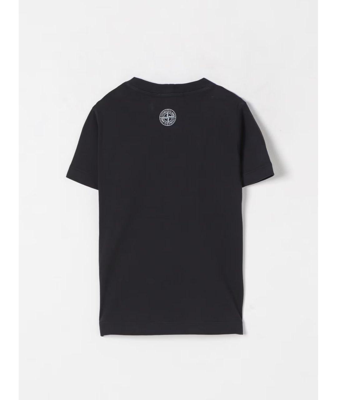 STONE ISLAND Темно-синяя хлопковая детская футболка, фото 2