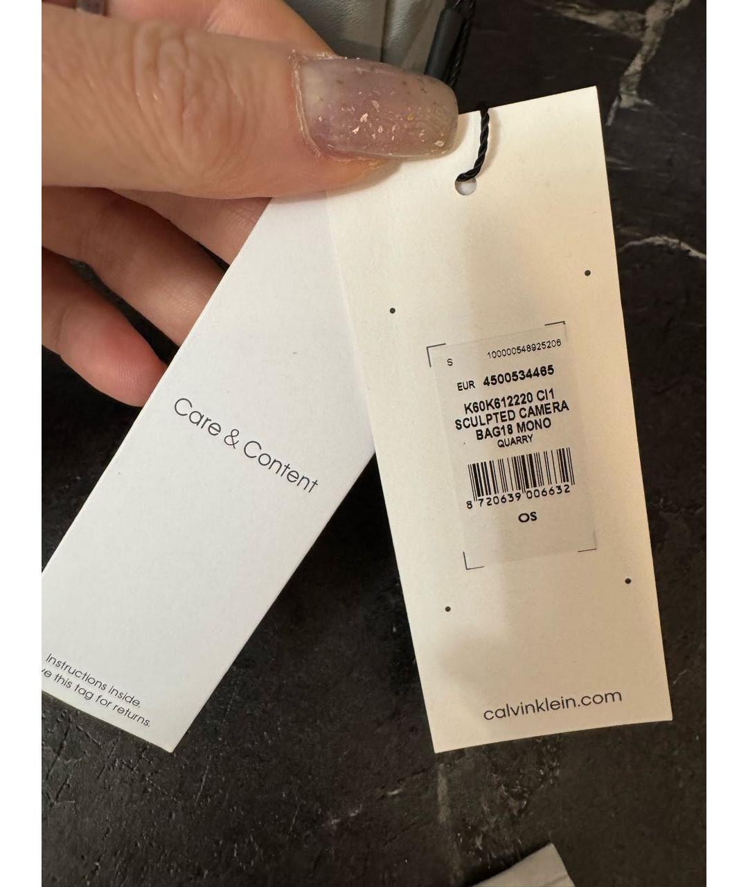 CALVIN KLEIN Серая сумка через плечо из искусственной кожи, фото 6