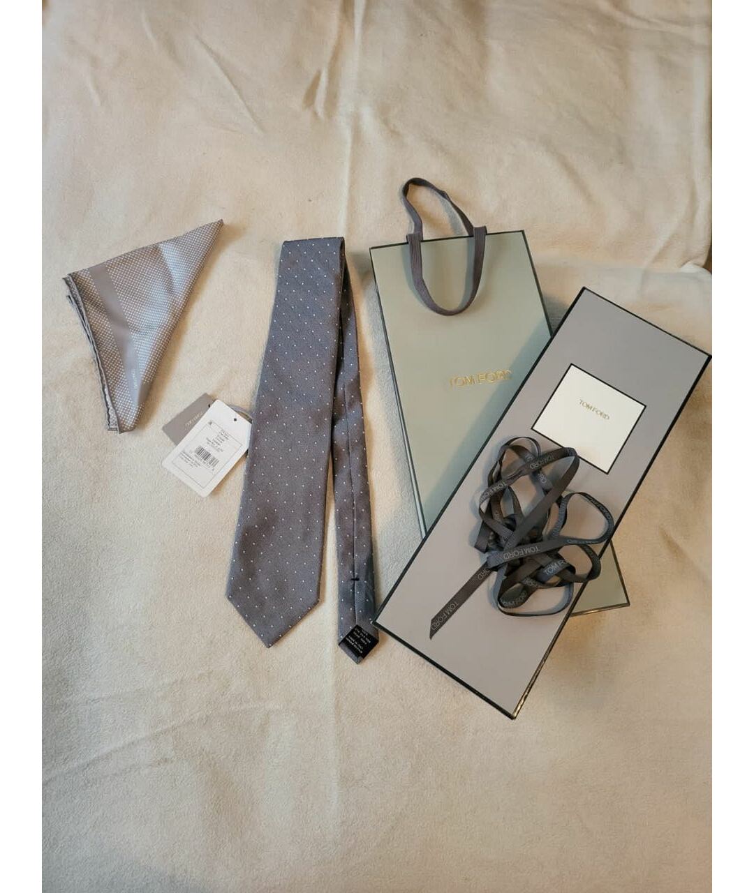 TOM FORD Серый шелковый галстук, фото 3