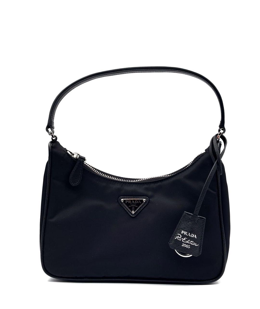 PRADA Черная тканевая сумка с короткими ручками, фото 5