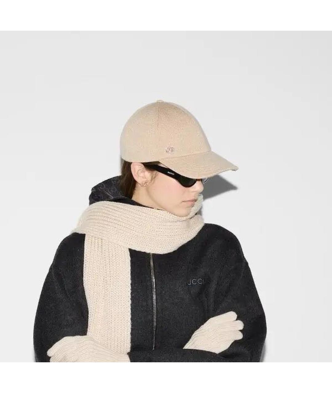 GUCCI Бежевая шерстяная кепка, фото 3