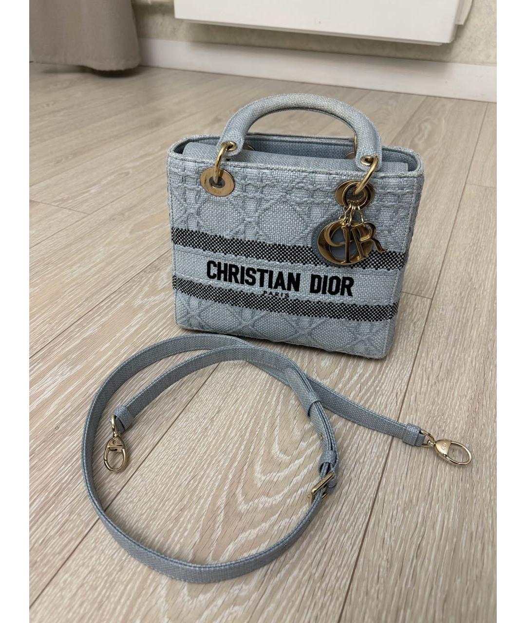 CHRISTIAN DIOR Голубая жаккардовая сумка через плечо, фото 5