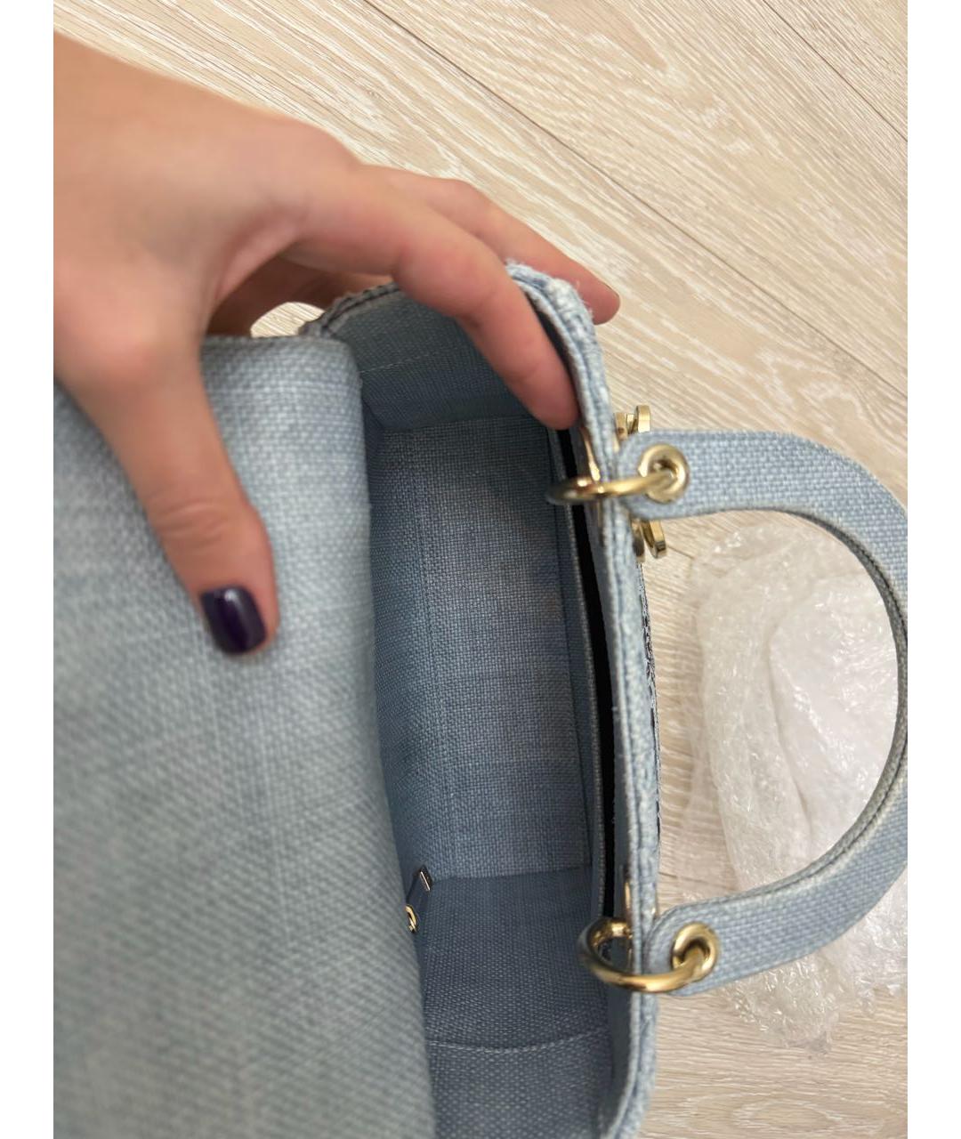 CHRISTIAN DIOR Голубая жаккардовая сумка через плечо, фото 4