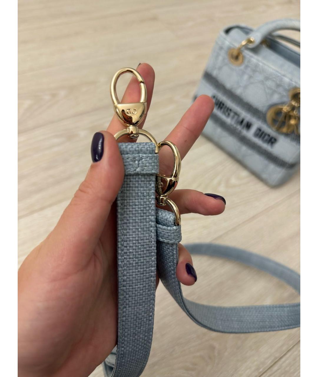 CHRISTIAN DIOR Голубая жаккардовая сумка через плечо, фото 6