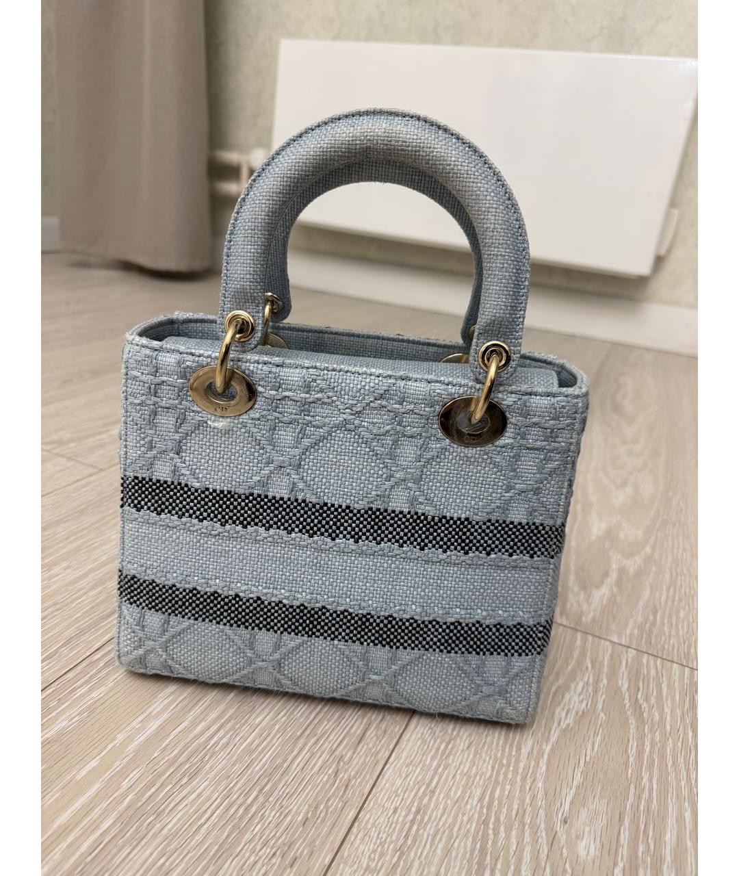 CHRISTIAN DIOR Голубая жаккардовая сумка через плечо, фото 3