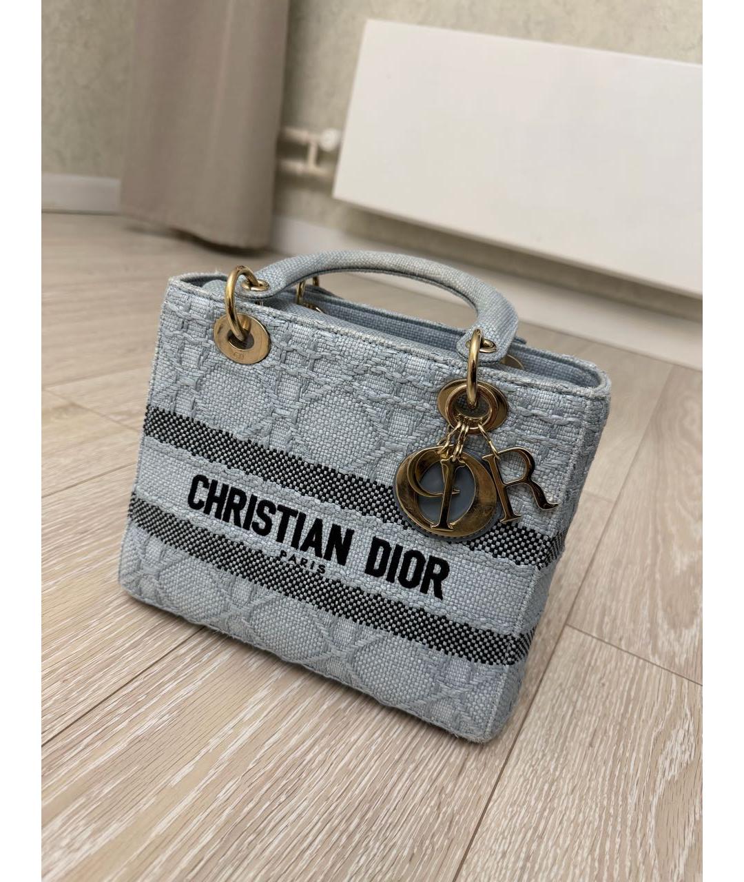 CHRISTIAN DIOR Голубая жаккардовая сумка через плечо, фото 8