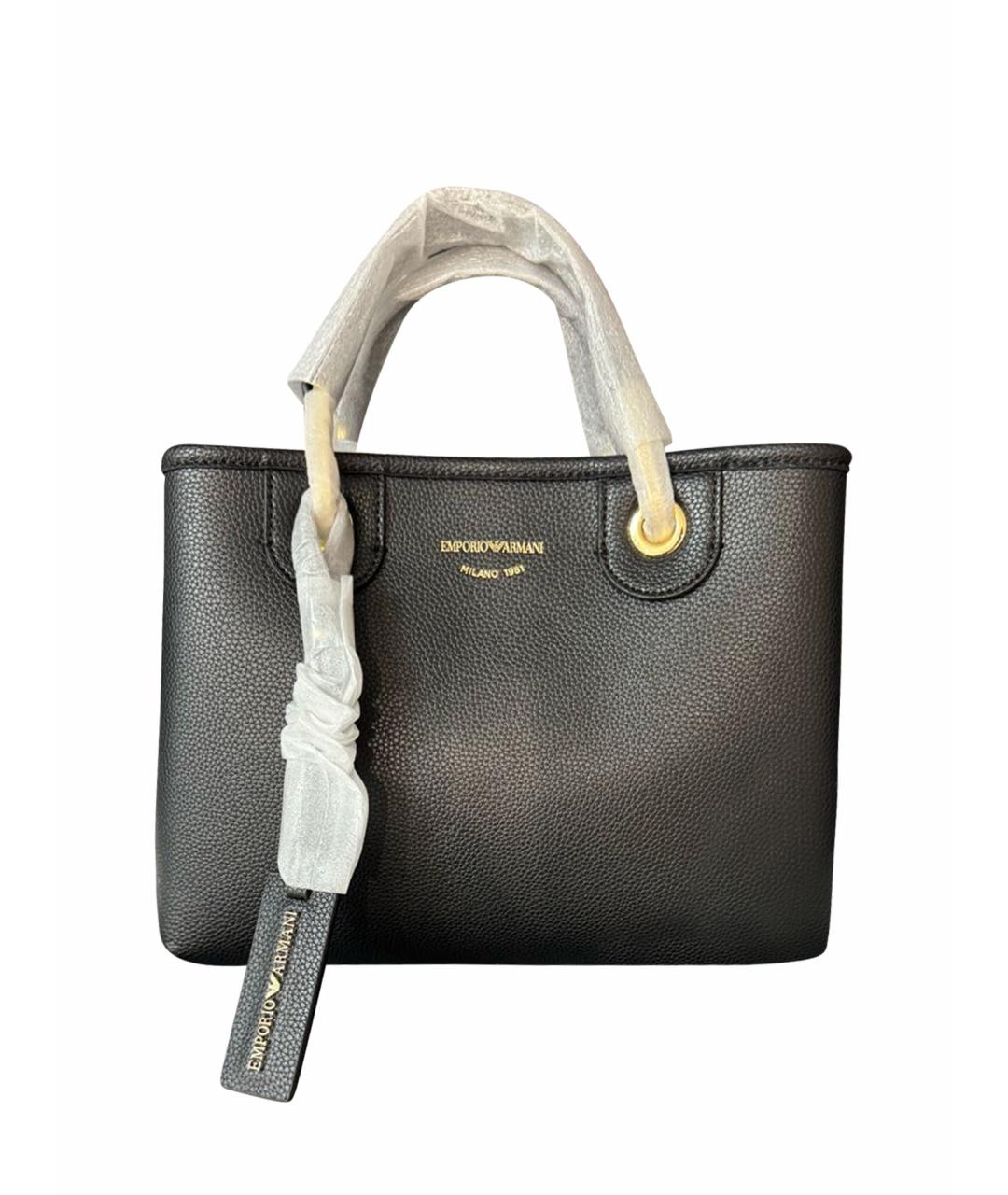 EMPORIO ARMANI Черная сумка с короткими ручками из искусственной кожи, фото 9