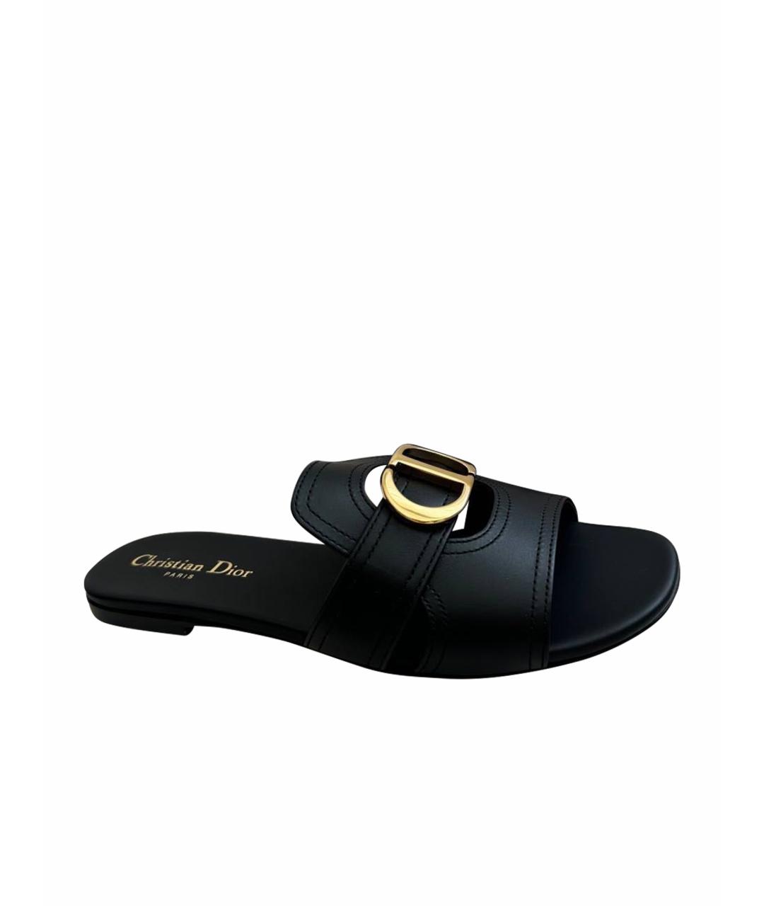 CHRISTIAN DIOR Черные кожаные сандалии, фото 1