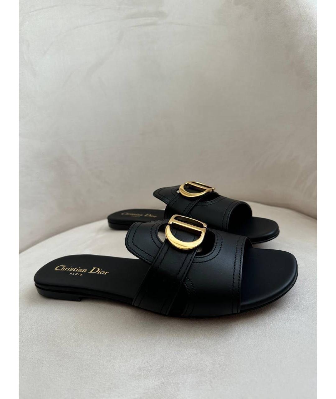 CHRISTIAN DIOR Черные кожаные сандалии, фото 4