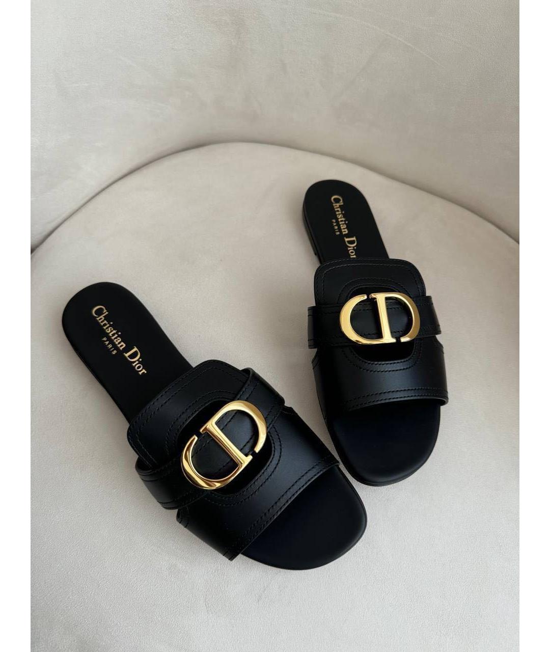 CHRISTIAN DIOR Черные кожаные сандалии, фото 3