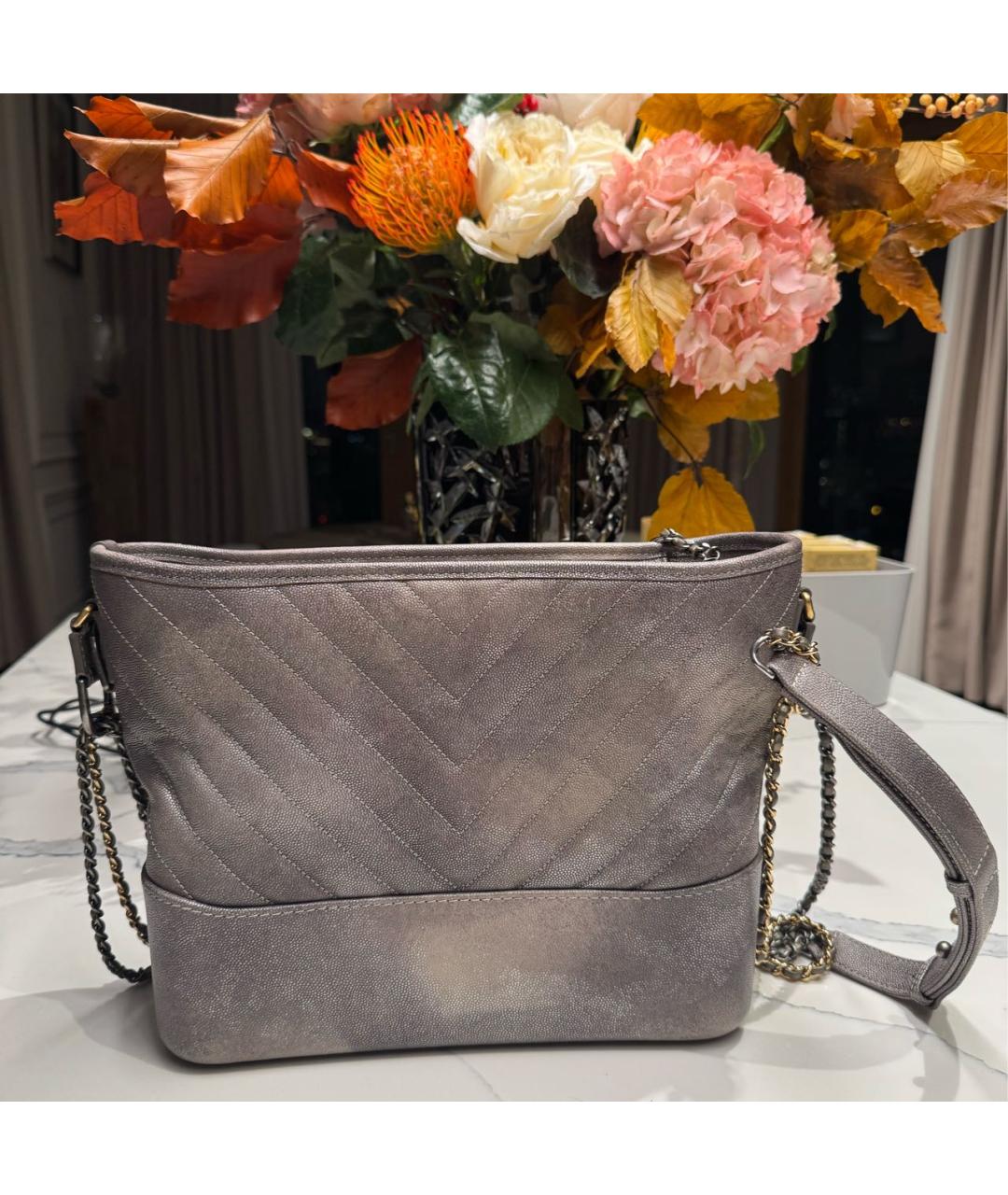 CHANEL Антрацитовая кожаная сумка через плечо, фото 3