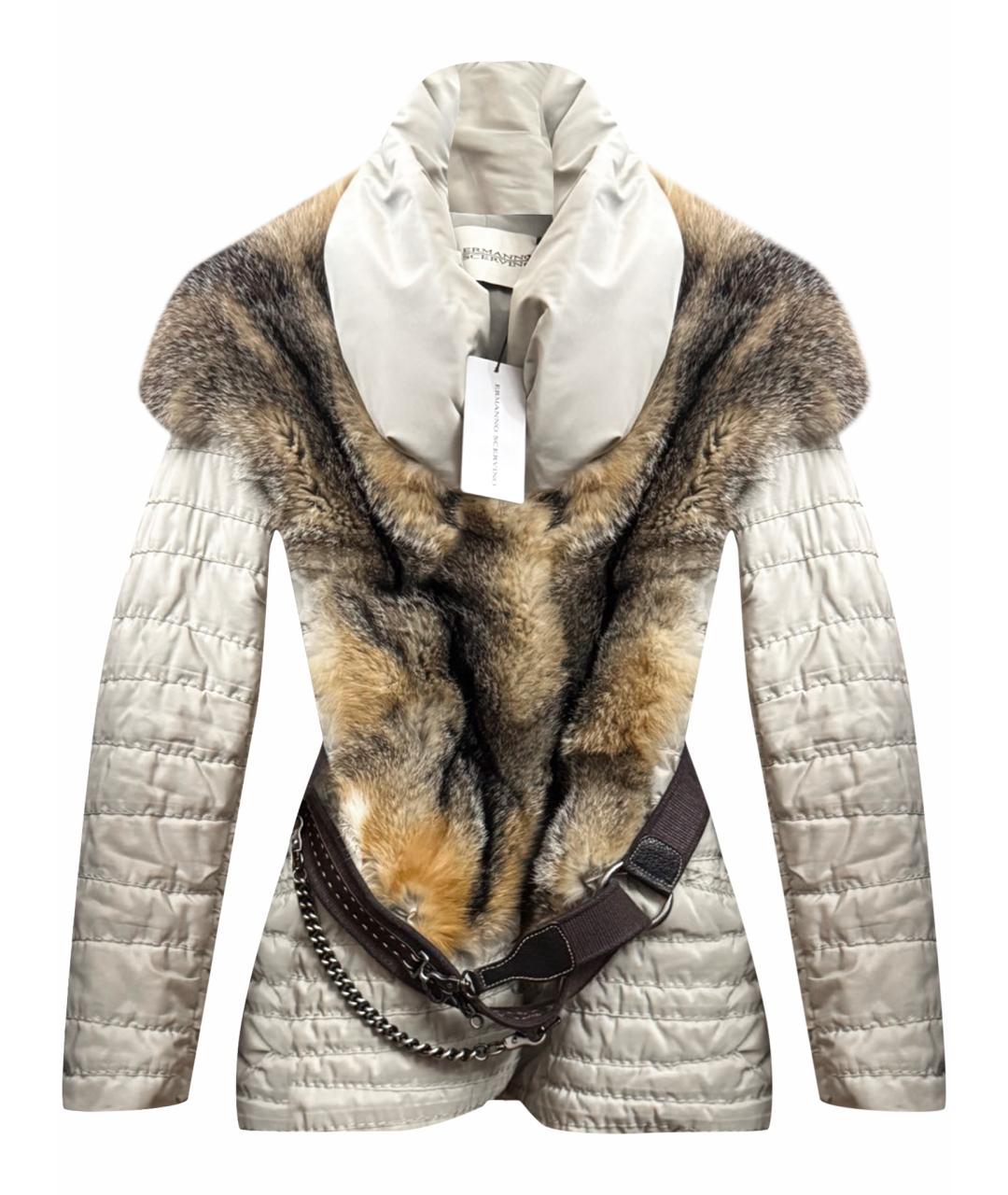 ERMANNO SCERVINO Бежевая меховая парка, фото 1