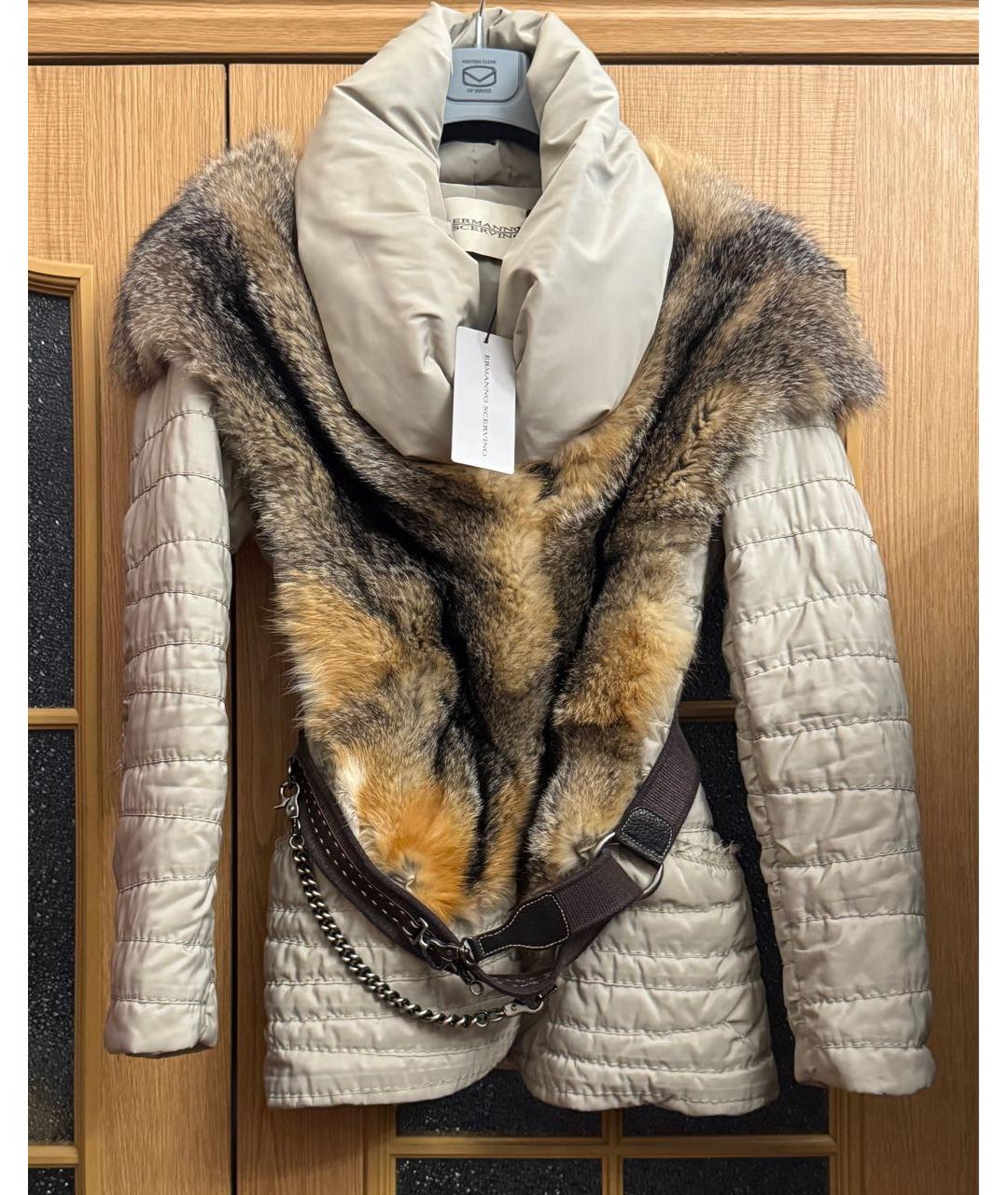 ERMANNO SCERVINO Бежевая меховая парка, фото 9