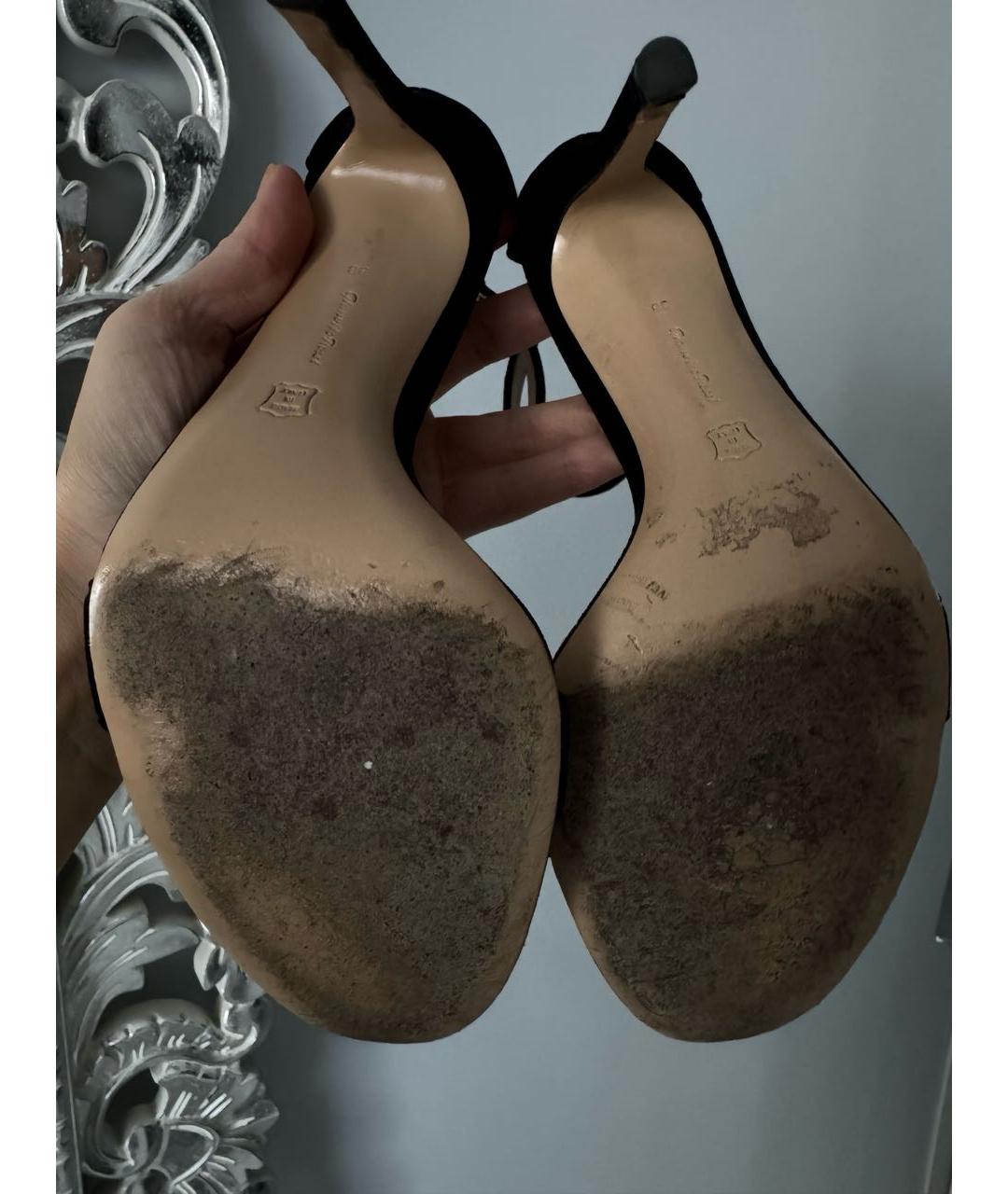 GIANVITO ROSSI Черные бархатные босоножки, фото 7