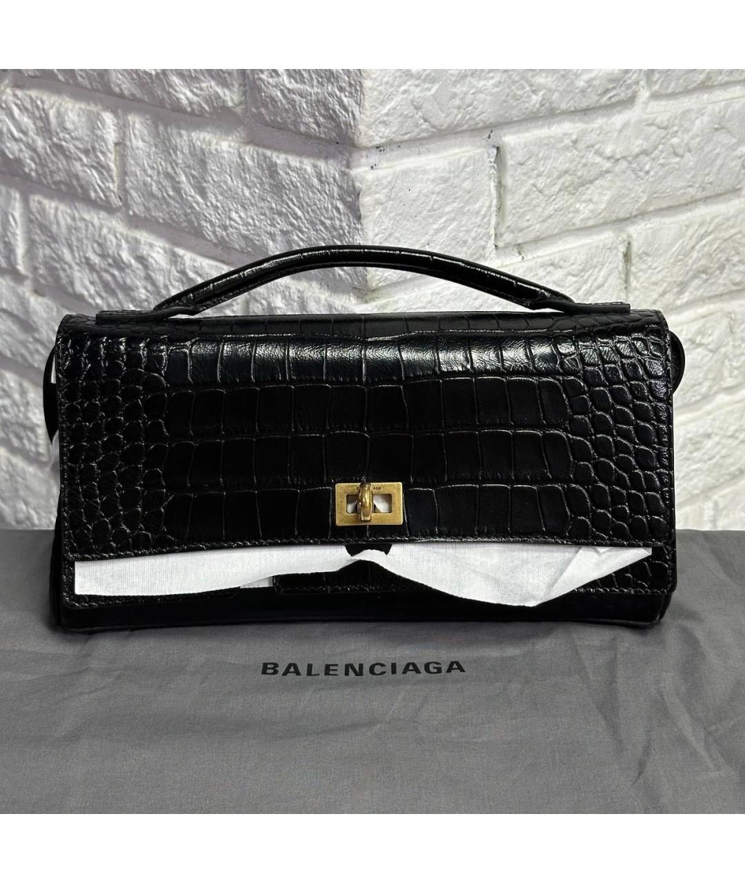 BALENCIAGA Черная кожаная сумка через плечо, фото 6