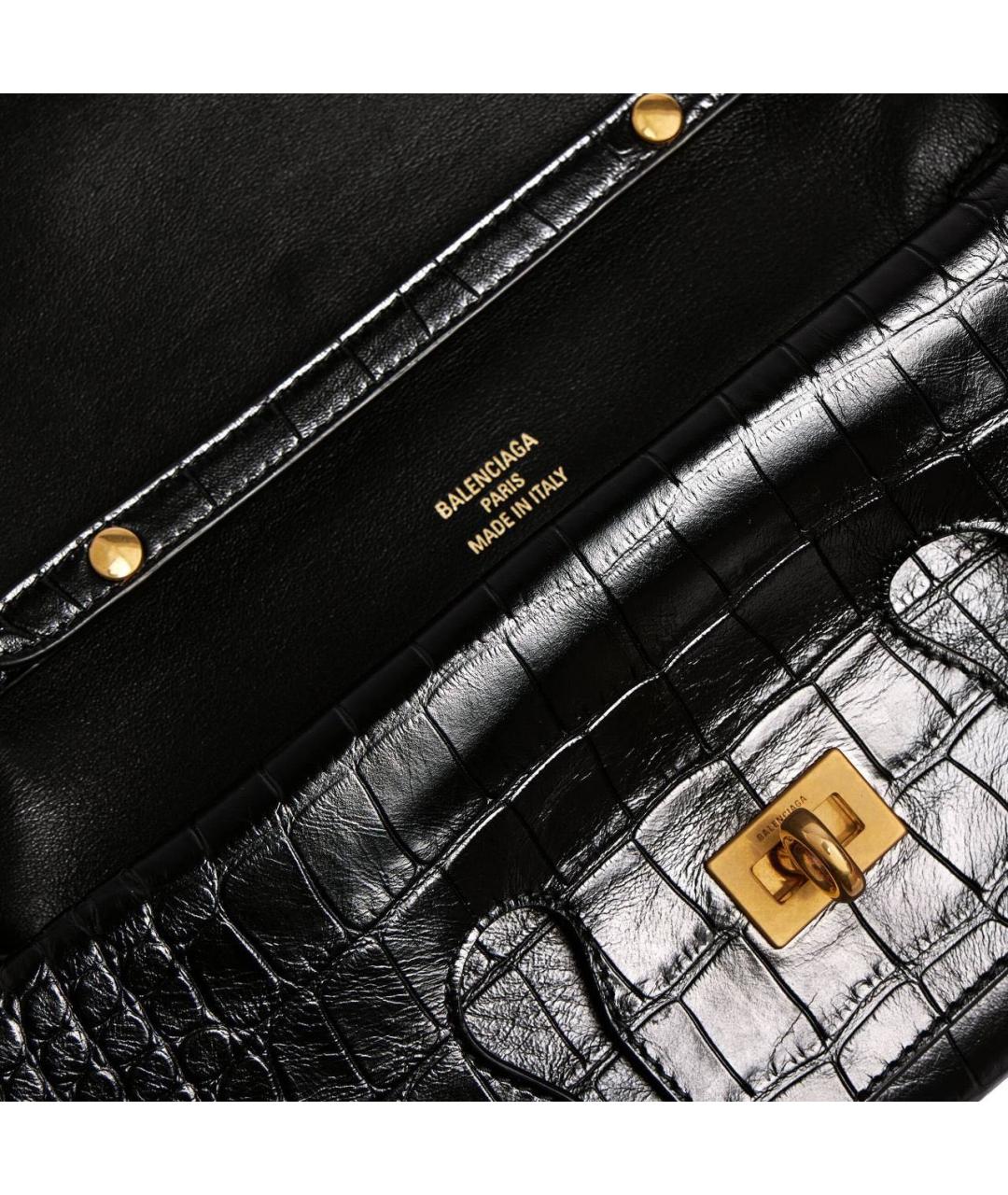 BALENCIAGA Черная кожаная сумка через плечо, фото 5