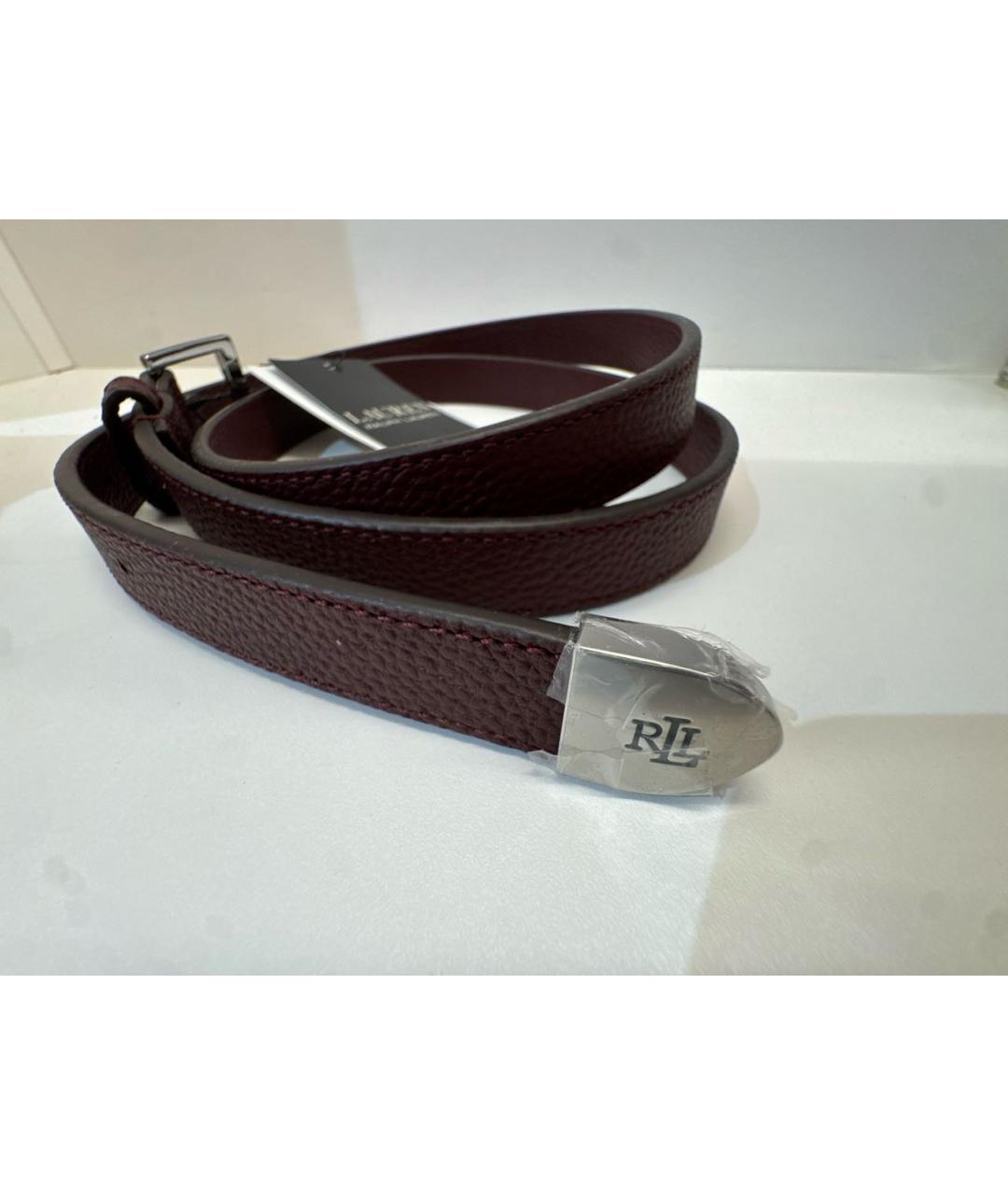 RALPH LAUREN Бордовый кожаный ремень, фото 5