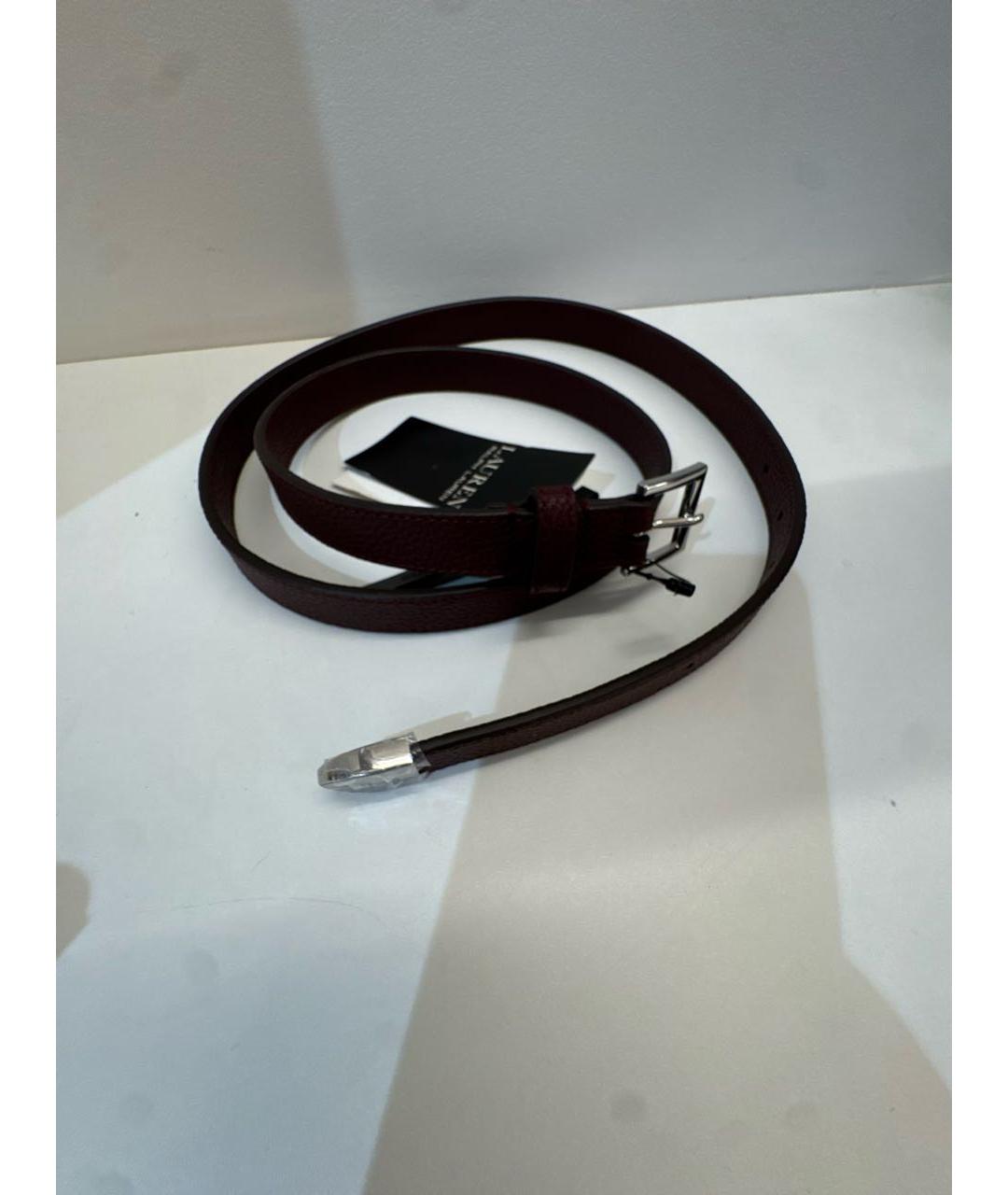 RALPH LAUREN Бордовый кожаный ремень, фото 7