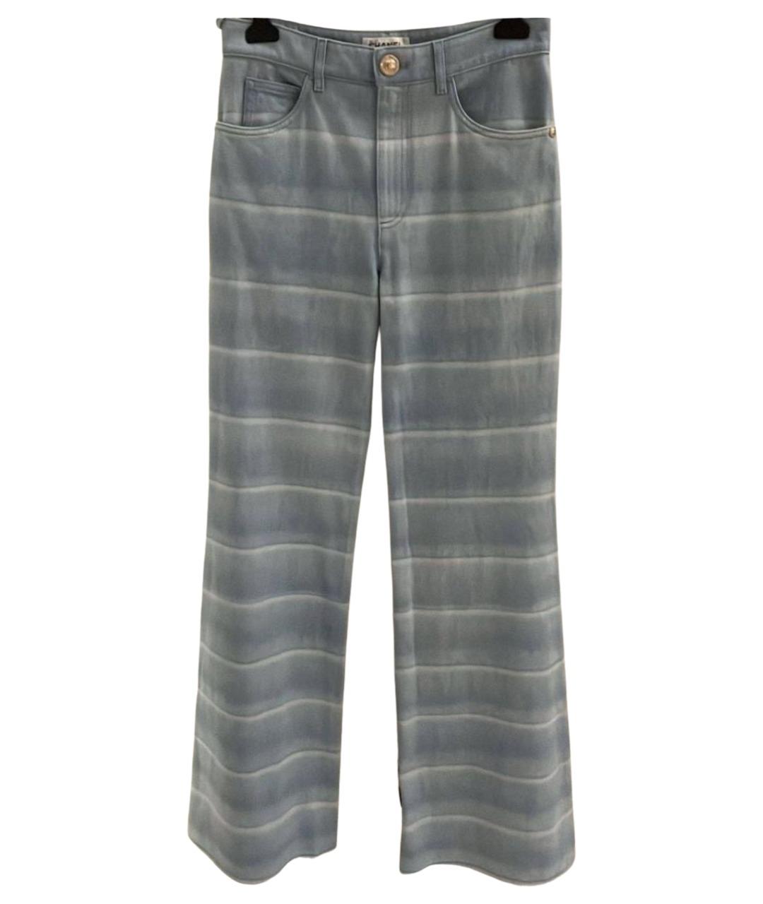 CHANEL Голубые хлопковые джинсы клеш, фото 1