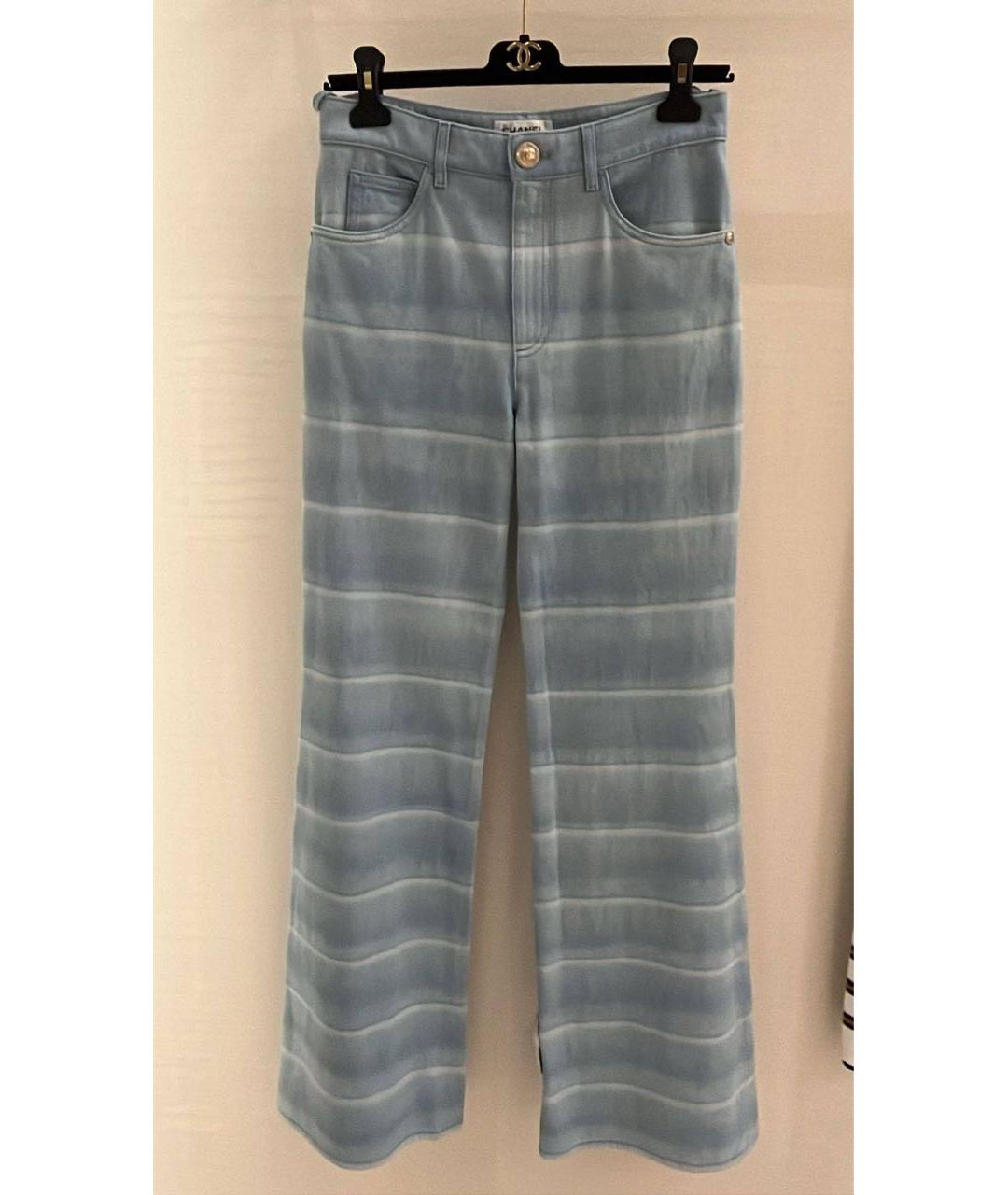 CHANEL Голубые хлопковые джинсы клеш, фото 3