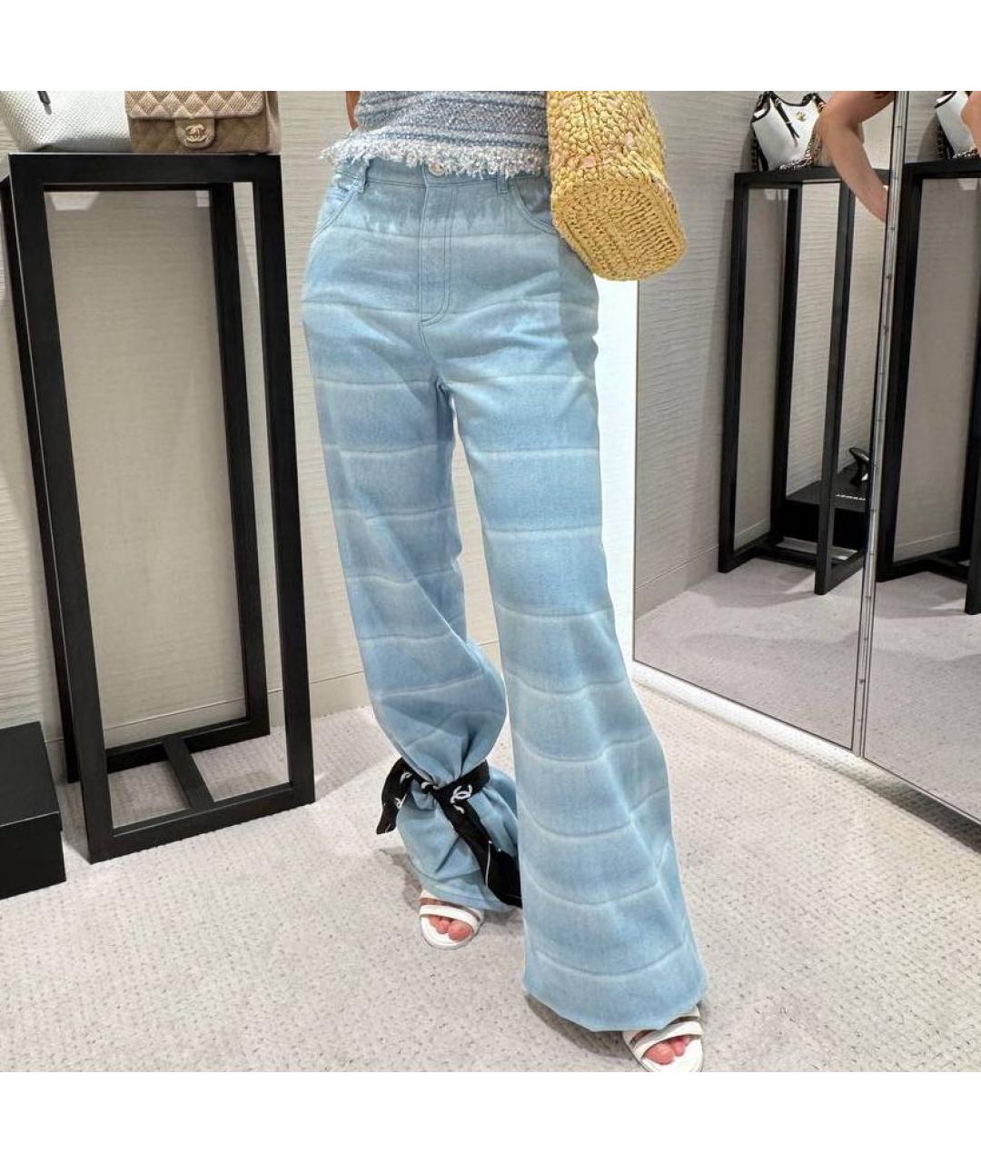 CHANEL Голубые хлопковые джинсы клеш, фото 2