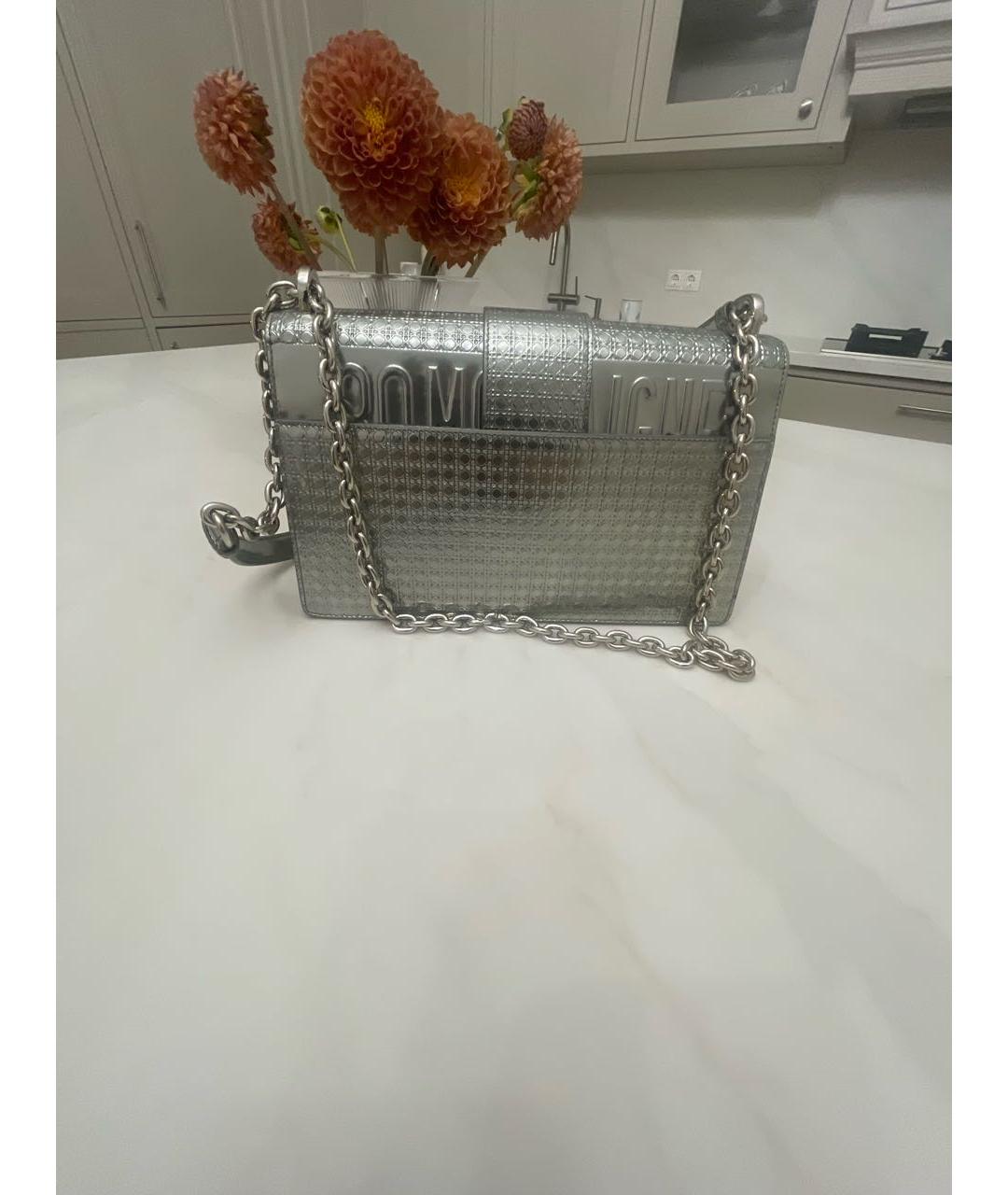 CHRISTIAN DIOR Серебряная кожаная сумка через плечо, фото 3