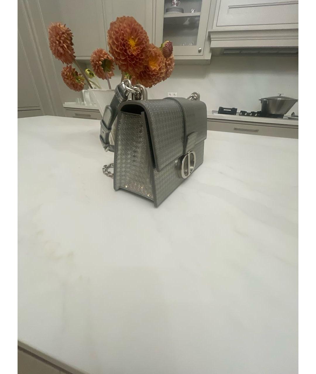 CHRISTIAN DIOR Серебряная кожаная сумка через плечо, фото 2