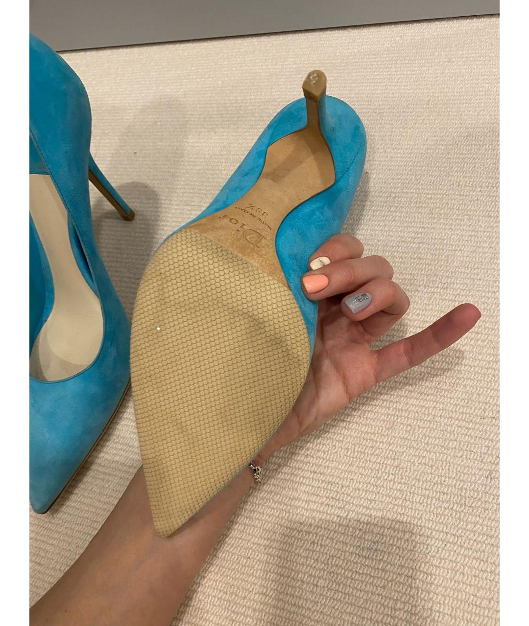 CHRISTIAN DIOR Бирюзовые замшевые туфли, фото 6