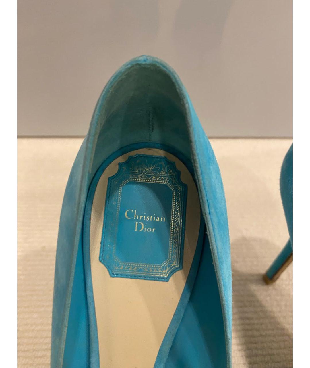 CHRISTIAN DIOR Бирюзовые замшевые туфли, фото 4
